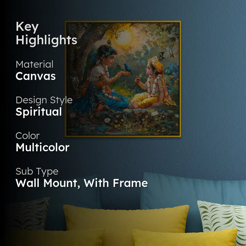 Krishna - Yashodha Canvas Wall Art With Frame media 2
