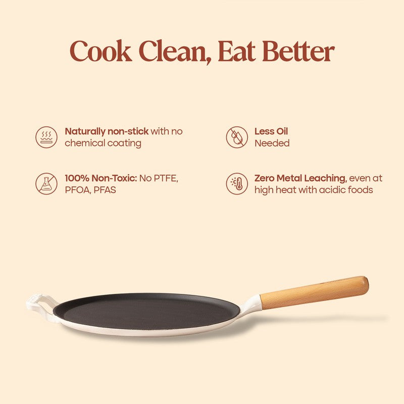 Cumin Co Enamel Cast Iron Dosa Tawa (White,Black) - 28 cm media 10