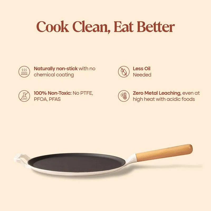 Cumin Co Enamel Cast Iron Dosa Tawa (White,Black) - 28 cm media 10