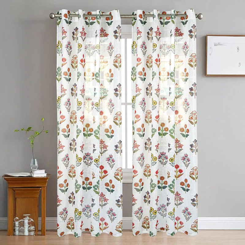 Vaire Linen Texture Sheer Curtain - Set Of Two media 1
