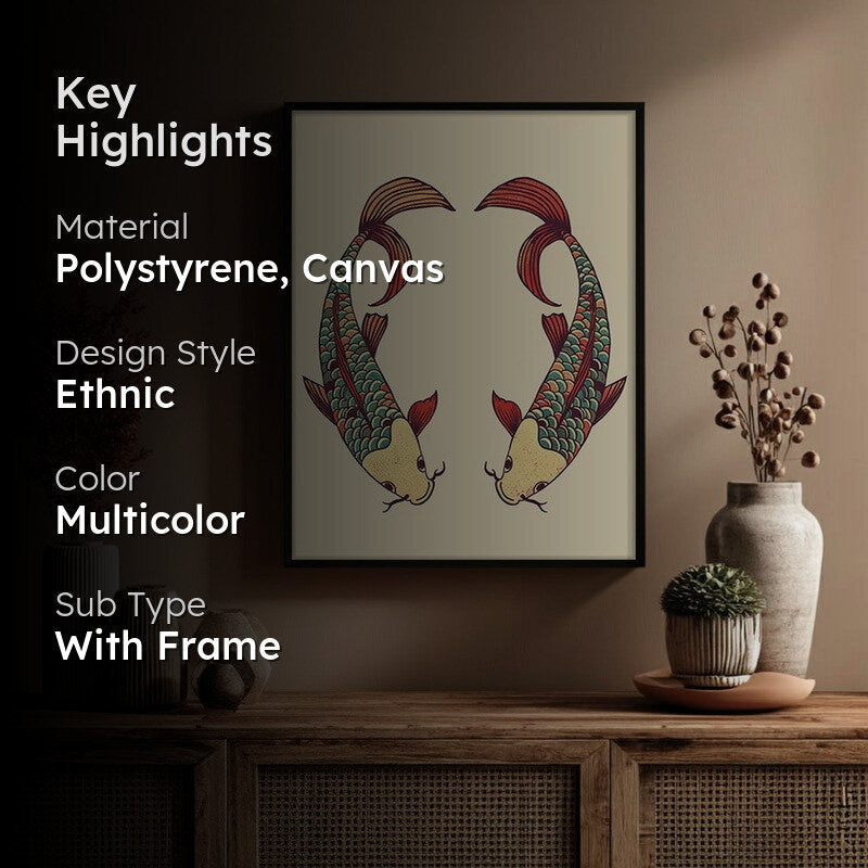Decorative Bird Illustration Canvas Wall Painting  With Black Frame media 2