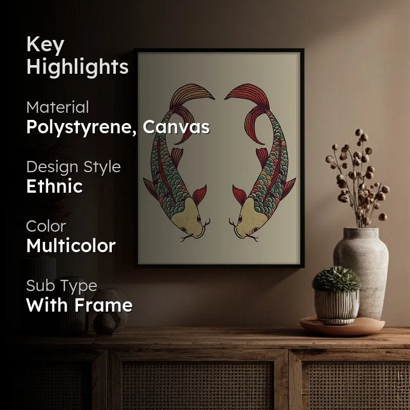 Decorative Bird Illustration Canvas Wall Painting With Black Frame media 2