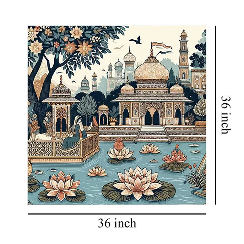 Indian Palace with Lotus Bloom Wall Painting media 8