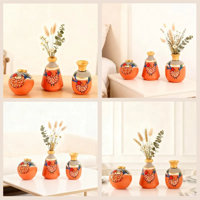 Indukar Terracotta Vase - Three Piece Set media 5
