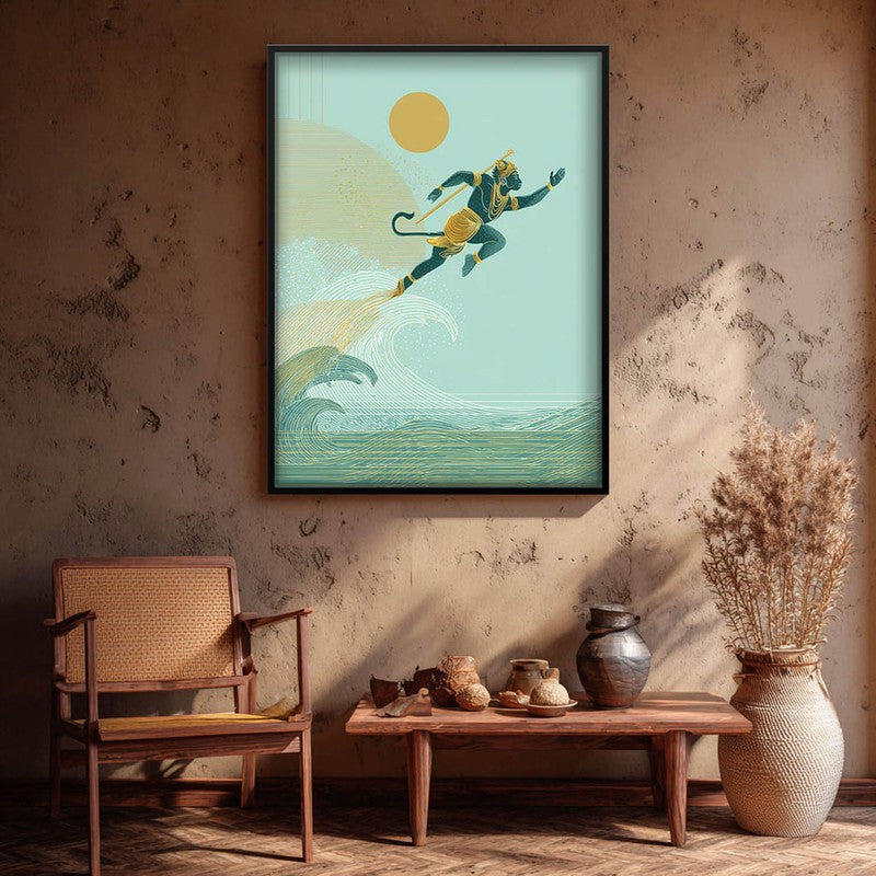 Shri Hanuman Ji Flying Archival Paper Wall Art