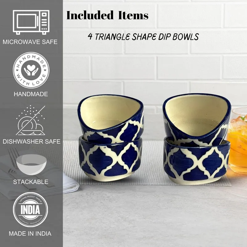 Servyx Ceramic Dip Bowls (Blue,White ,50 mL Each) - Set Of Four media 5