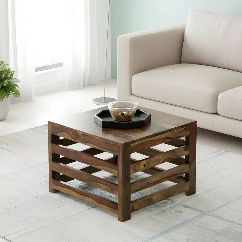 Pervon Sheesham Wooden Center Table - Dark Brown media 1