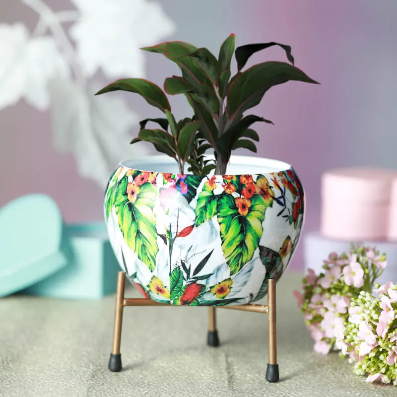 Tropical Tweet Handcrafted Planter With Stand - Four Piece Set media 15