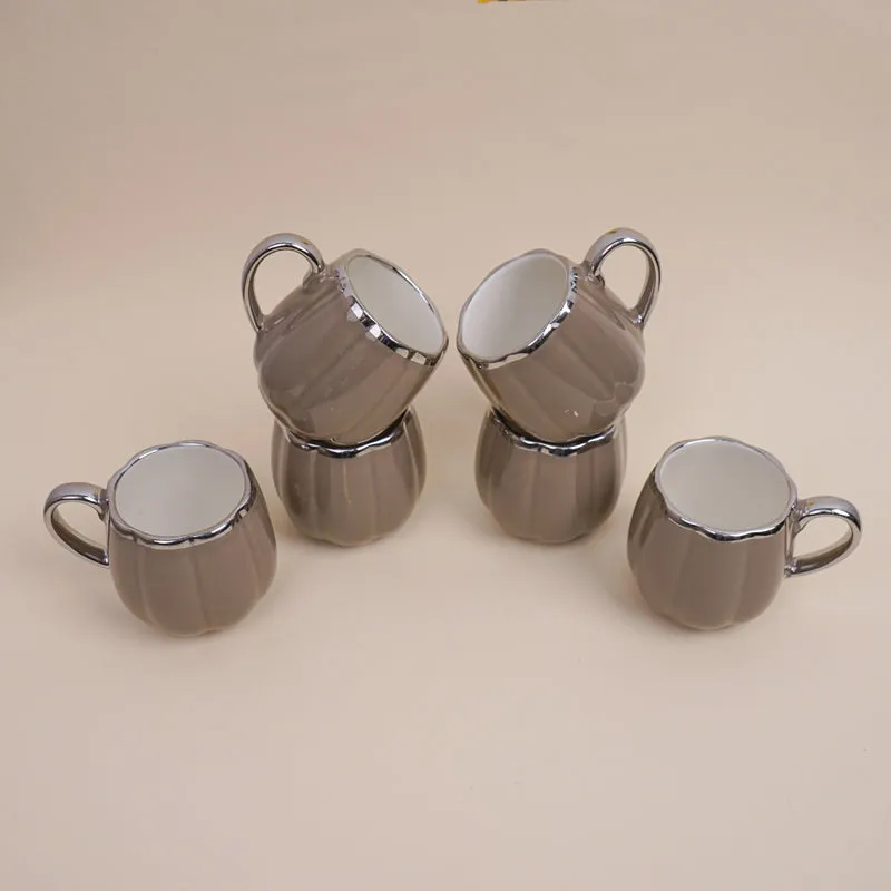 Magina Porcelain Tea Cup (180 mL Each/Brown) - Set of Six media 3