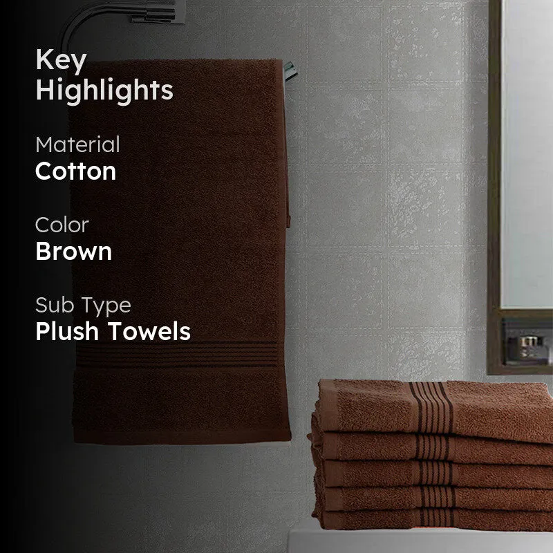 Pluma Cotton Hand & Face Towel (Brown) - Set Of Six media 2