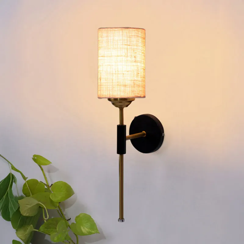 Beryll Cylindrical Jute Wall Lamp - Ivory media 1