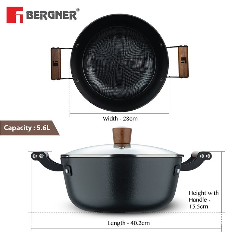 Bergner Ferrocasa Induction Safe Cast Iron Cooking Pot With Glass Lid - 5600 mL/28 cm media 9