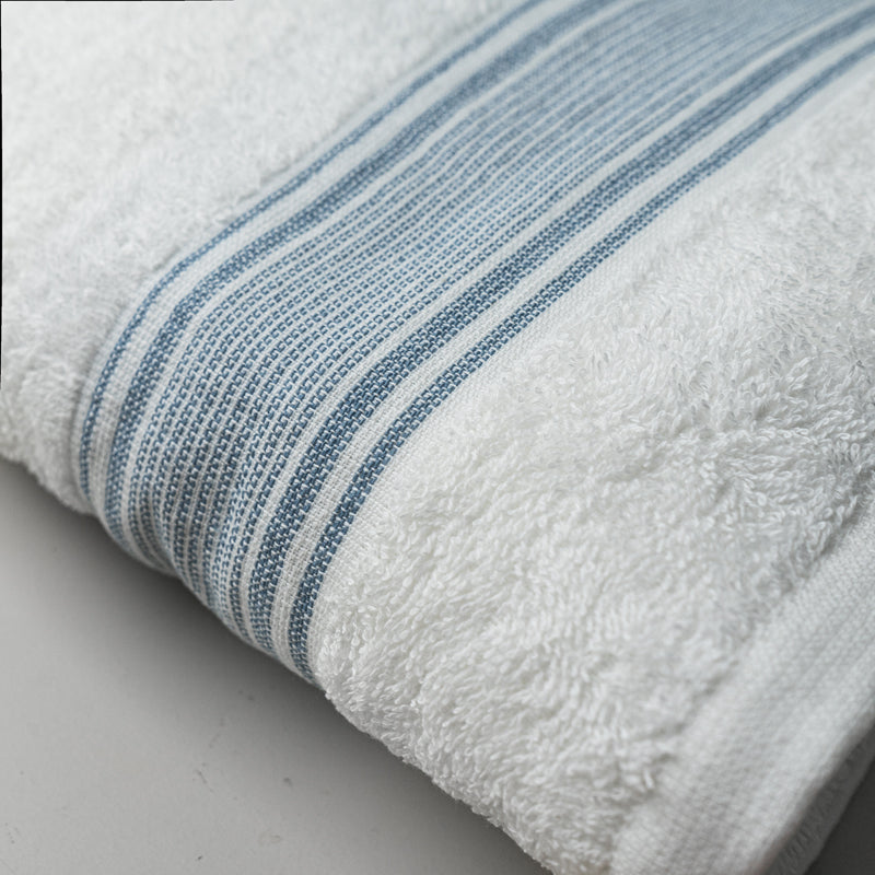 Micro Cotton LuxeDry Comfort Bath Towel - White & Blue media 4