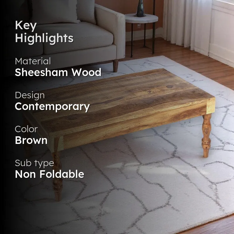 Zynex Sheesham Wooden Center Table - Brown,Beige media 2