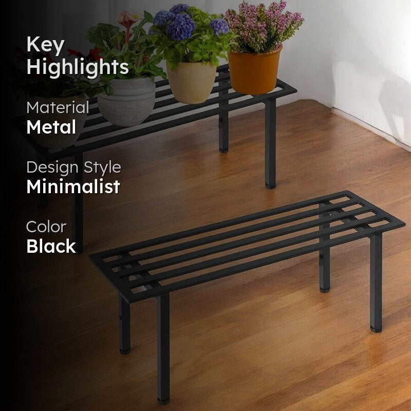 Obsidian Leaf Metal Planter Stand - Set Of Two media 2