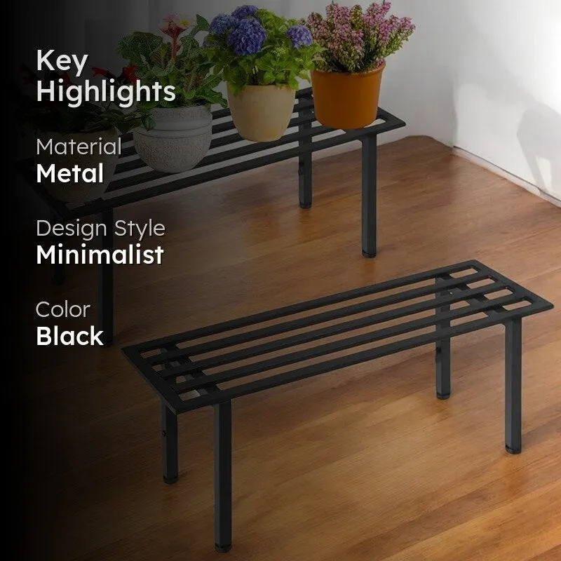 Obsidian Leaf Metal Planter Stand - Set Of Two media 2