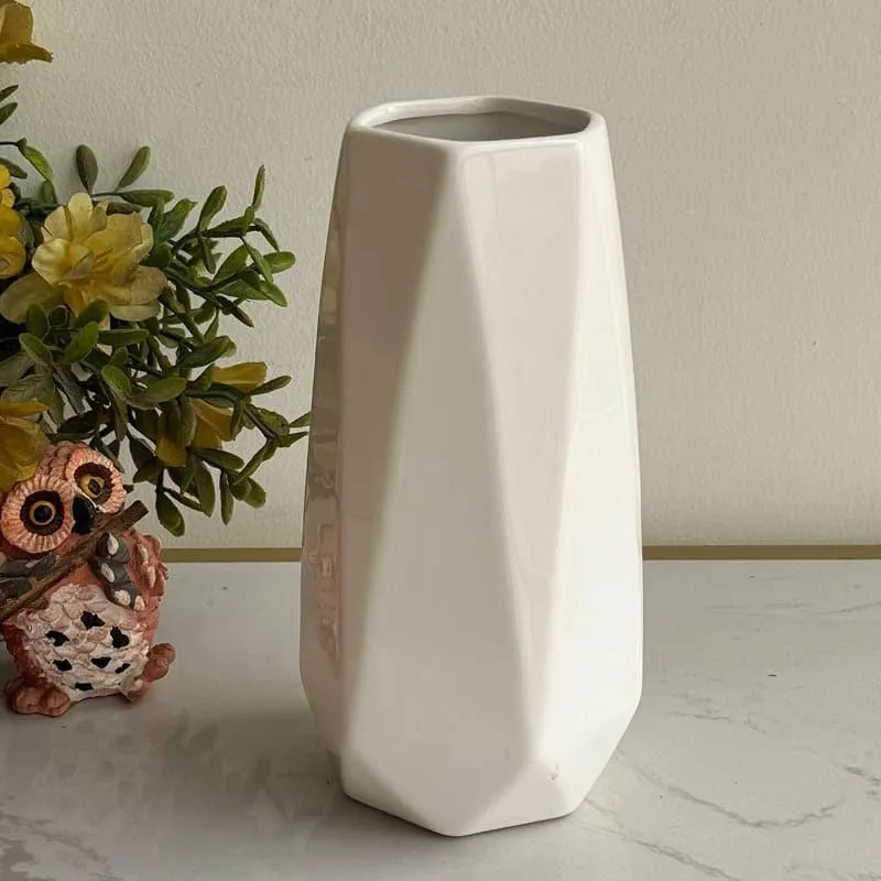 Chroma Cut Ceramic Vase - White media 1