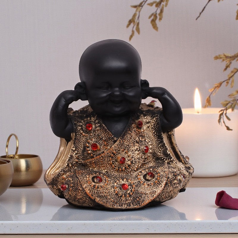 Awakening Laughing Buddha Showpiece - Black