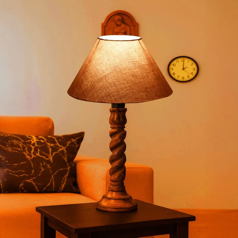 Elvane Liora Wooden Table Lamp - Grey media 1