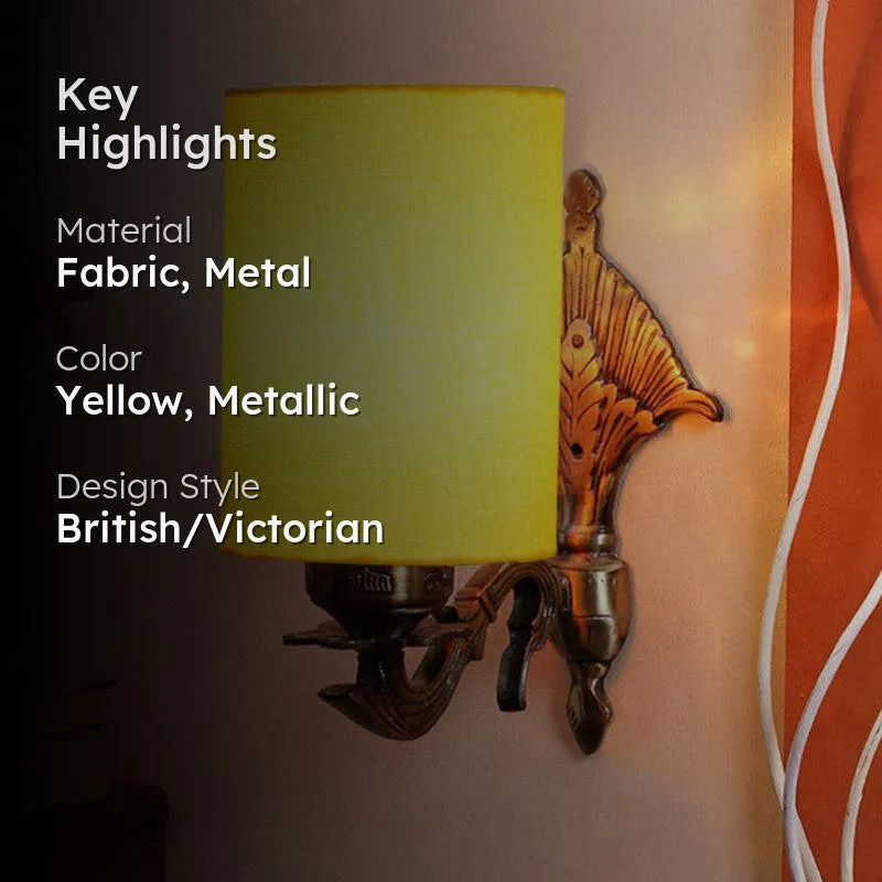 Magda Masique Cylindrical Fabric & Metal Wall Lamp - Yellow media 2
