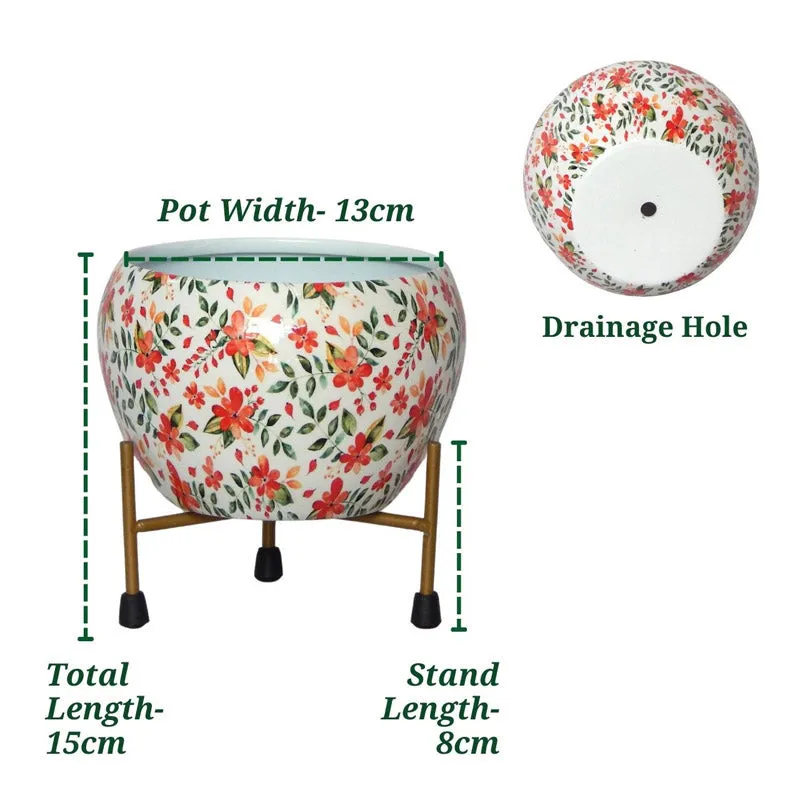 Julietta Peach Floral Planter With Stand media 5
