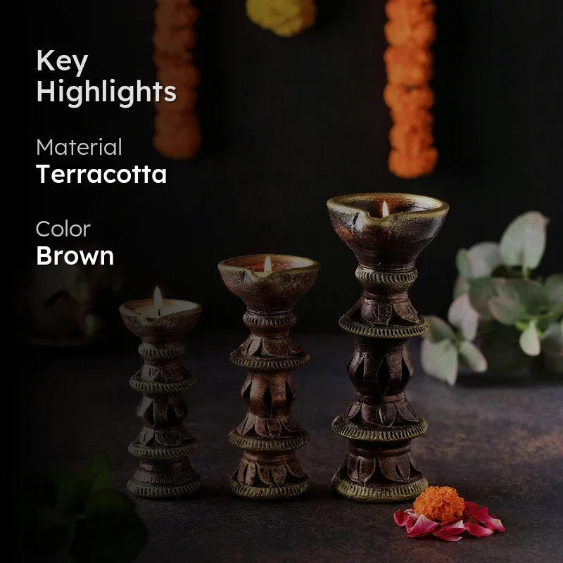 Vintage Charm Diya - Set Of Three media 2