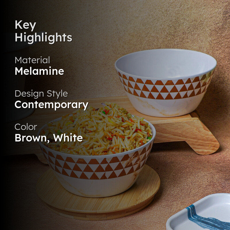 Jisho Melamine Snack Bowl (Brown/750 mL) - Set Of Two media 2