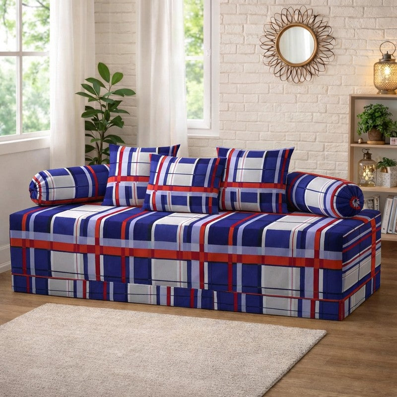 Polygra Printed Diwan Set - Six Piece Set