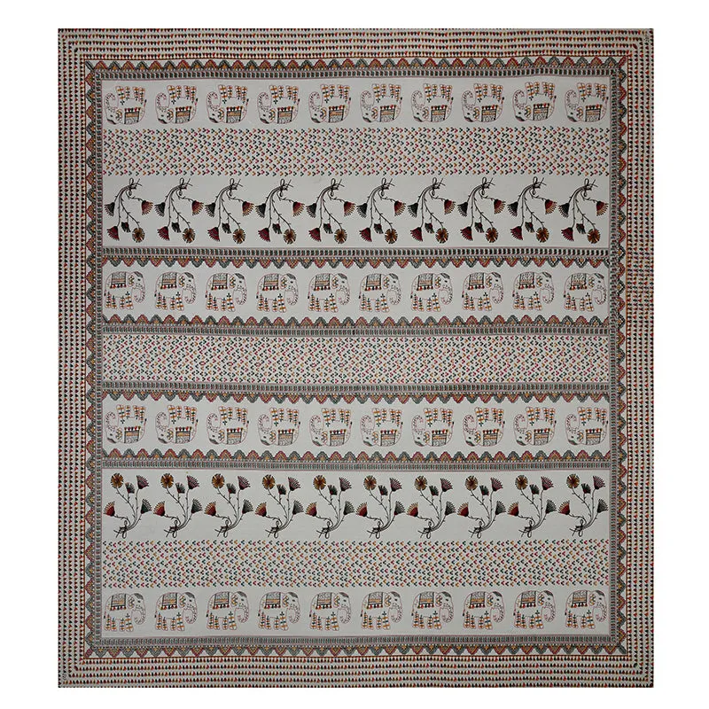 Aashvi Ethnic Cotton Bedsheet (Grey) - 180 TC media 5