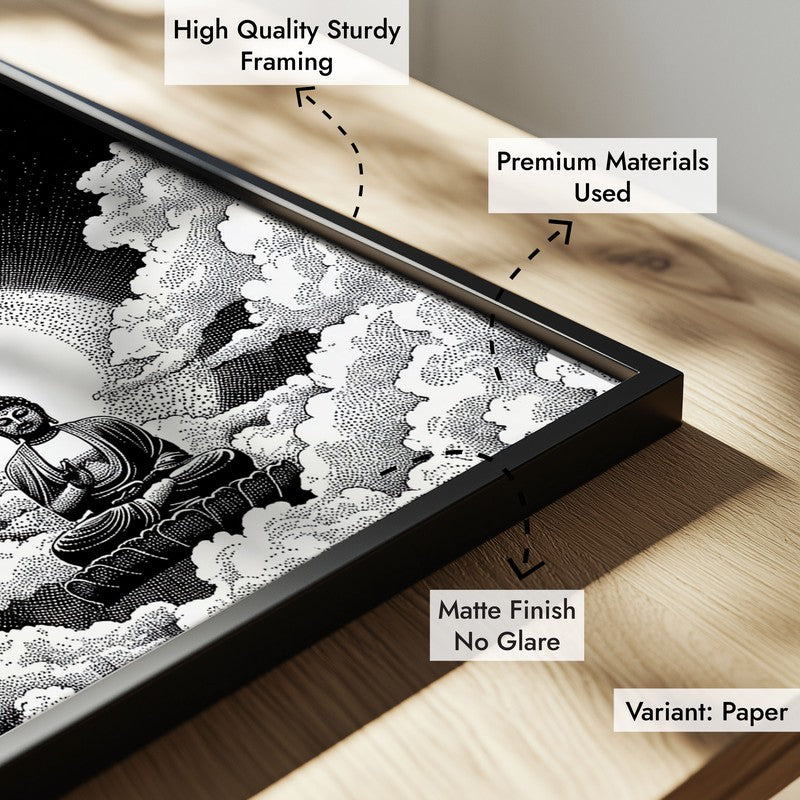 Buddha In Clouded Serenity IV Wall Painting With Black Frame media 8