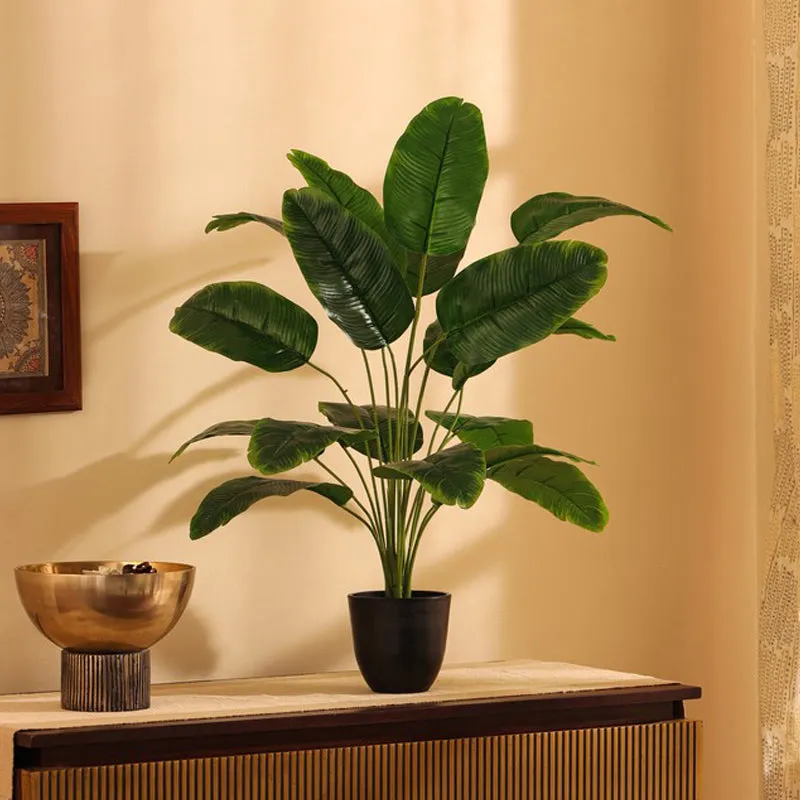 Artificial Banana Plant With Black Plastic Pot - 2 ft media 3