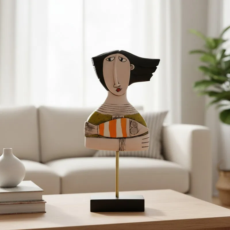 MuseBlock Modern Face Sculpture Showpieces - Multicolor media 1