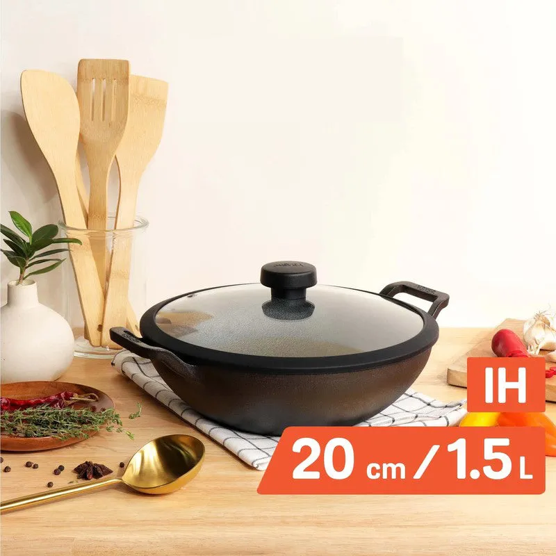 Meyer Cast Iron Kadhai with Lid - 1500 mL media 5