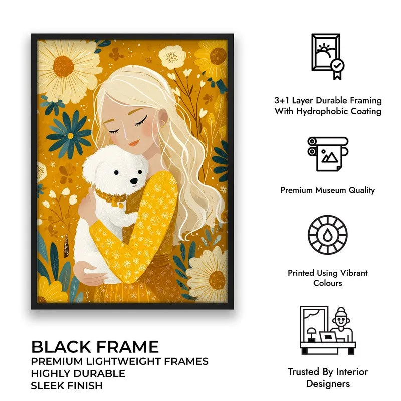 Petal Cuddle Canvas Wall Painting - Black Frame media 9