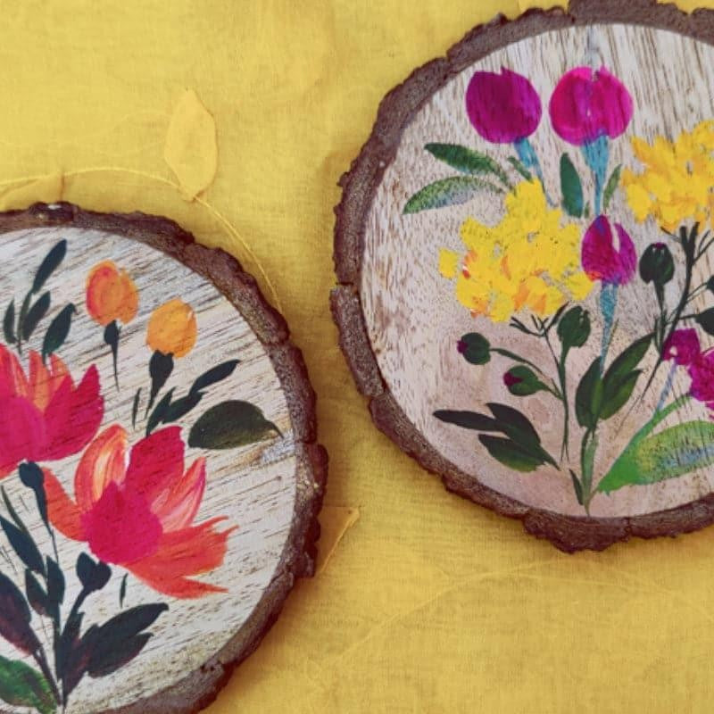 Flora Grace Handpainted Coaster -  Set Of Two media 3