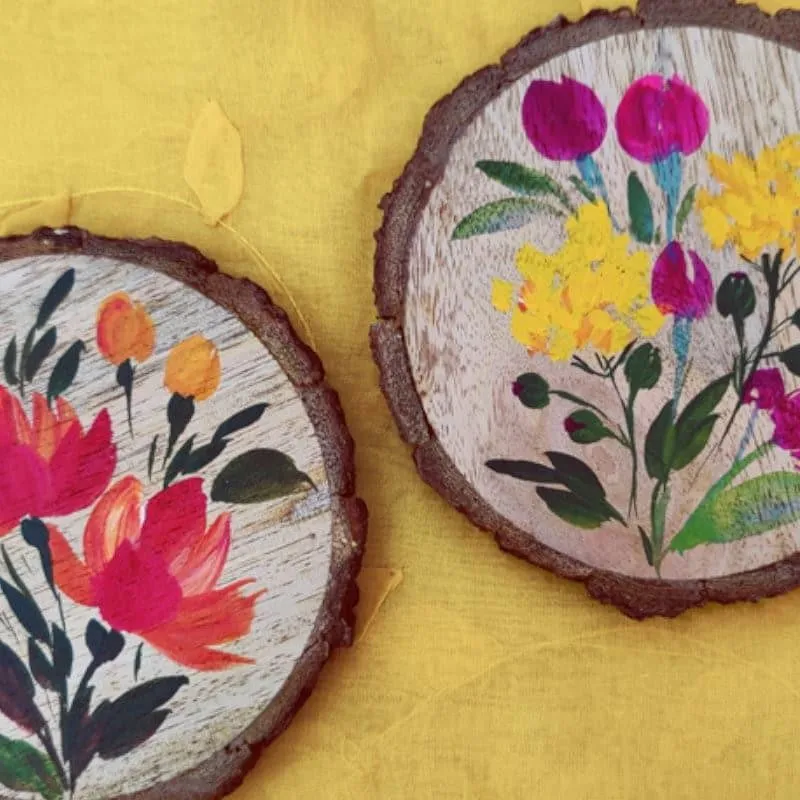 Flora Grace Handpainted Coaster - Set Of Two media 3