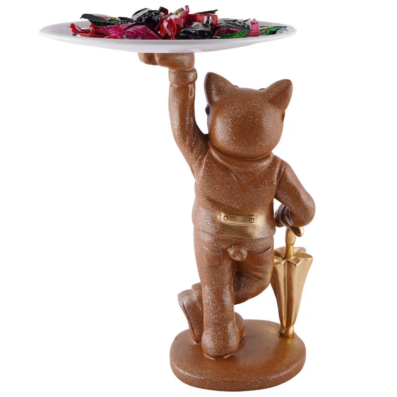 Dapper Cat Painted Polyresin Show Piece - Brown media 6