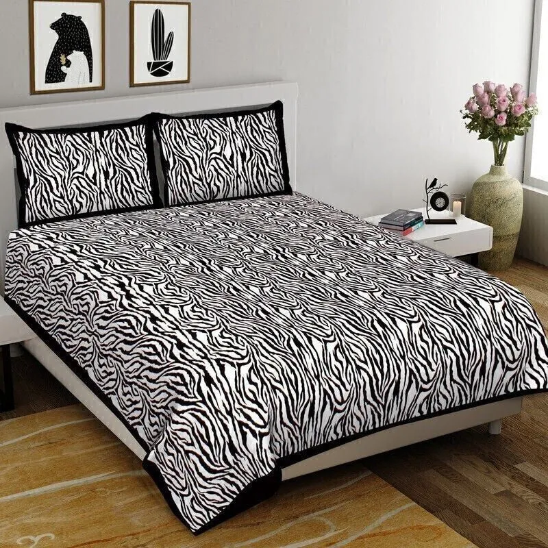Abstra Cotton Bedsheet (Black,White) - 240 TC media 3