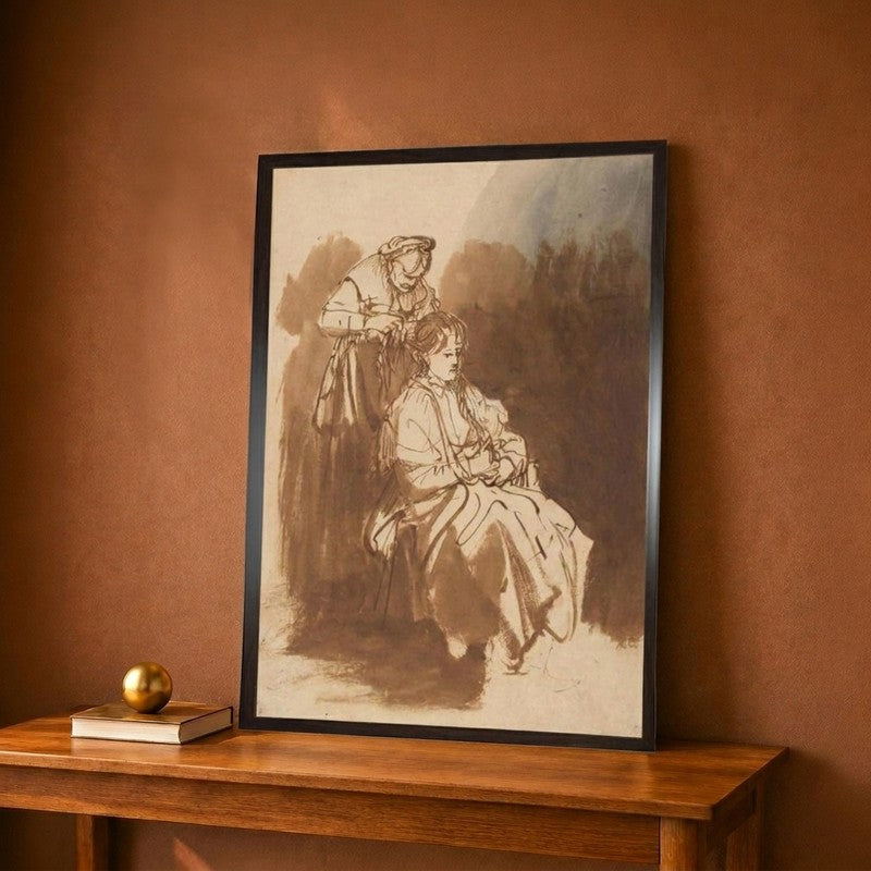 A Young Woman Having Her Hair Braided, Ca 1637 Canvas Wall Painting - 9 x 12 Inches