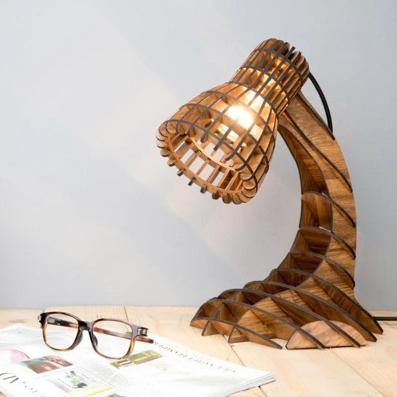 Cora Wooden Table Lamp - Brown media 1