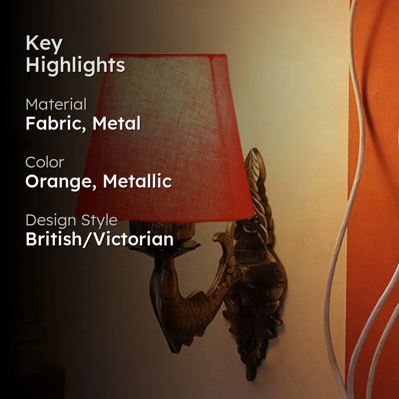 Ziada Stiva Conical Fabric & Metal Wall Lamp - Orange media 2
