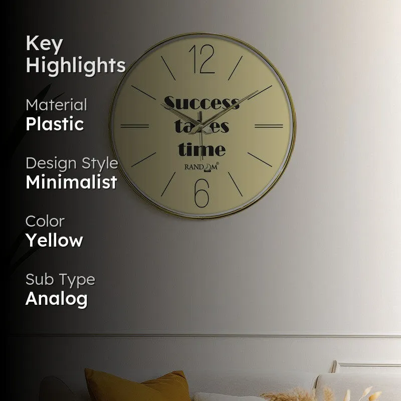 Success Takes Time Round Analog Wall Clock - Yellow media 2