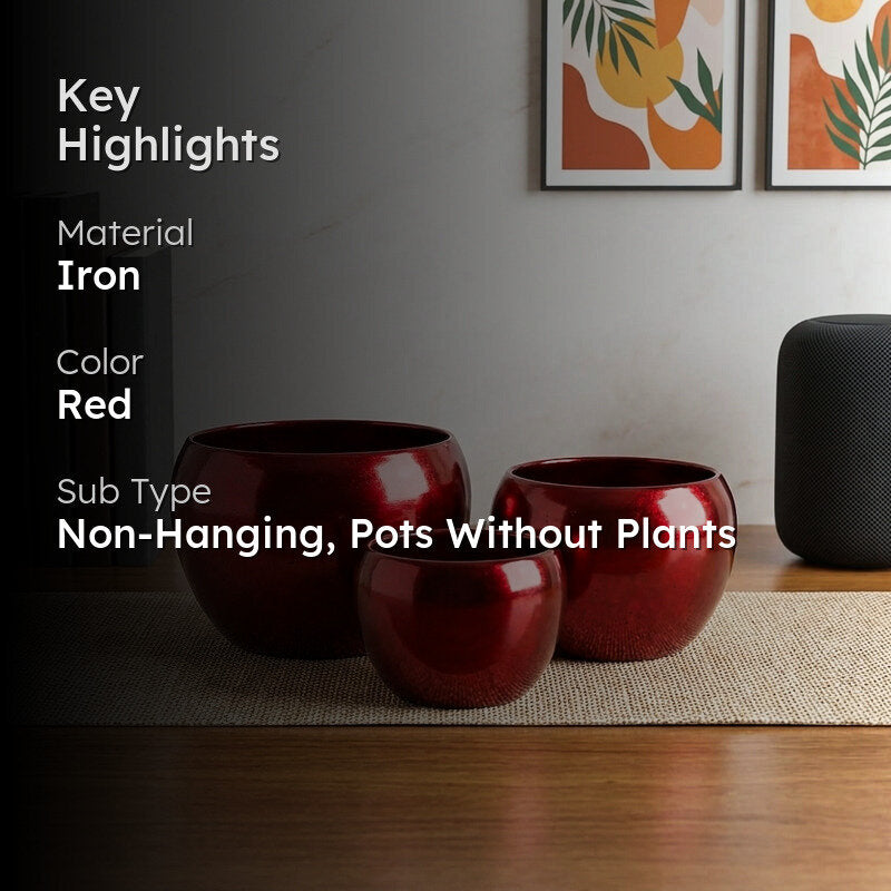 Applo Pine Planter (Red) - Set Of Three media 2