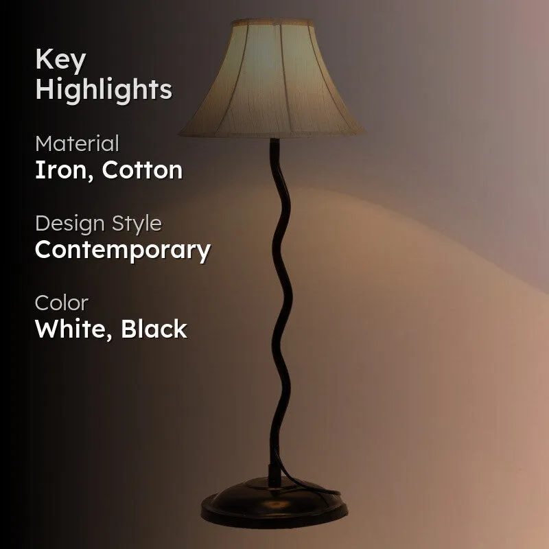 Lunalynx Cotton Table Lamp With Iron Base - White media 2