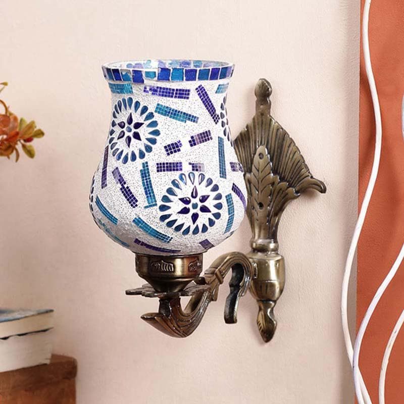 Sea Shore Mosaic Glass & Metal Wall Lamp media 4