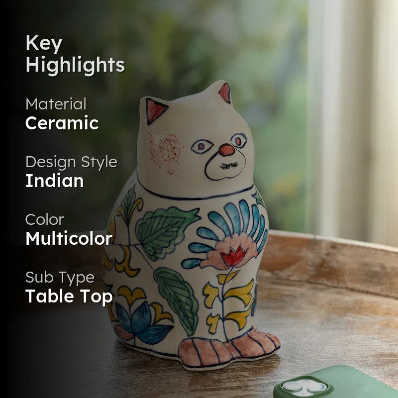 Garden Cat Ceramic Handpainted Showpiece media 2