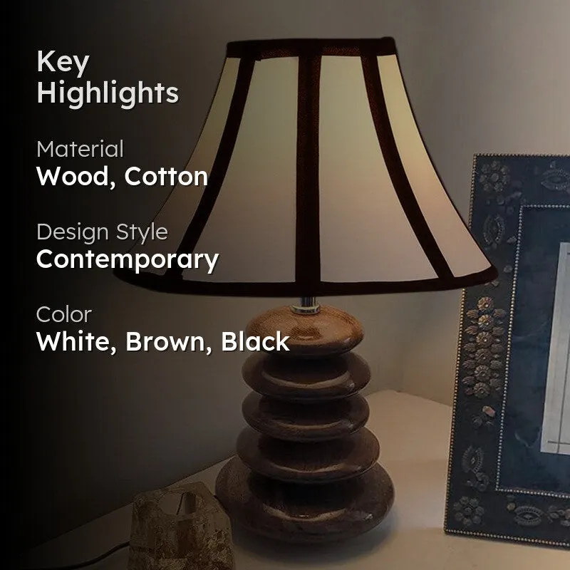 Lunorix Cotton Table Lamp With Wooden Base - White media 2