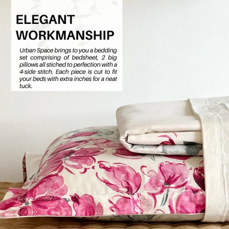Urban Space Majestic Pink Cotton Bedsheet - 200 TC media 10