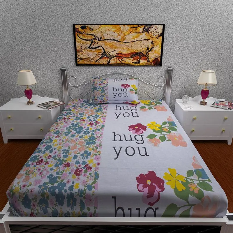 Fleur Jardin Hugs Floral Cotton Bedsheet - 144 TC media 5
