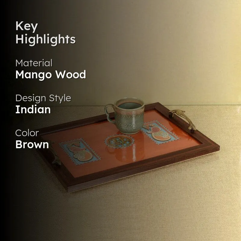 Paari wooden tray styled with a cup against a warm background